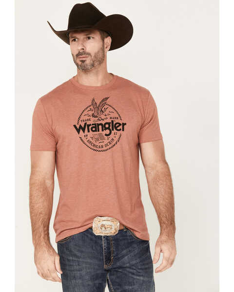 Wrangler Men's Circle Logo Graphic Short Sleeve T-Shirt, Orange, hi-res