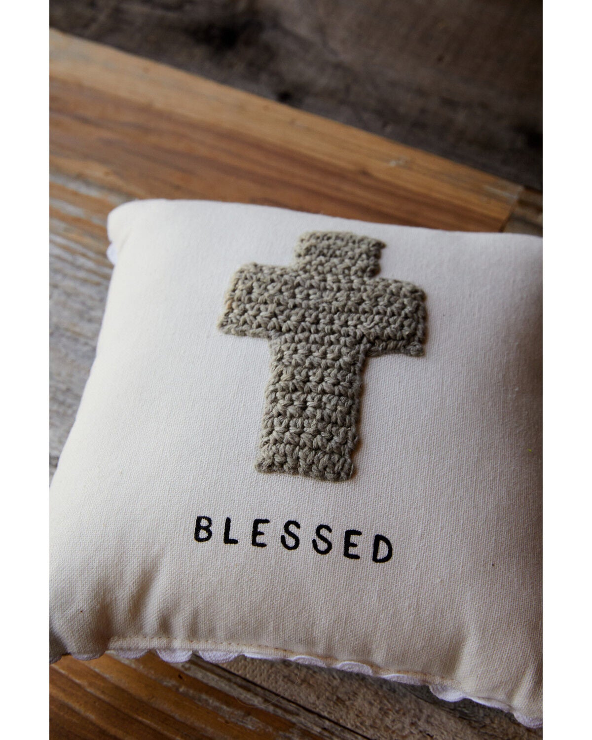 Image #2 - Mud Pie Cross Crochet Mini Pillow, Multi, hi-res