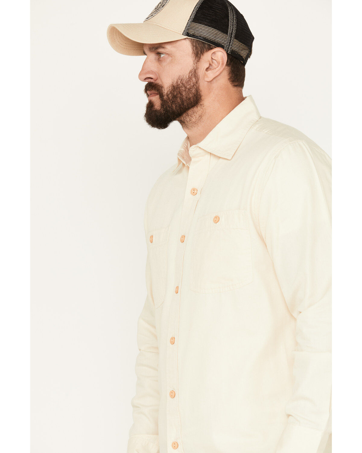 Image #2 - Resistol Men's Aspen Solid Button Down Western Shirt, Cream, hi-res