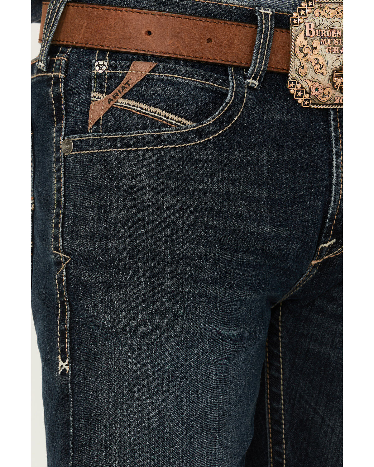 Image #2 - Ariat Men's M2 Bisman Gage Stretch Relaxed Stackable Bootcut Jeans, Blue, hi-res