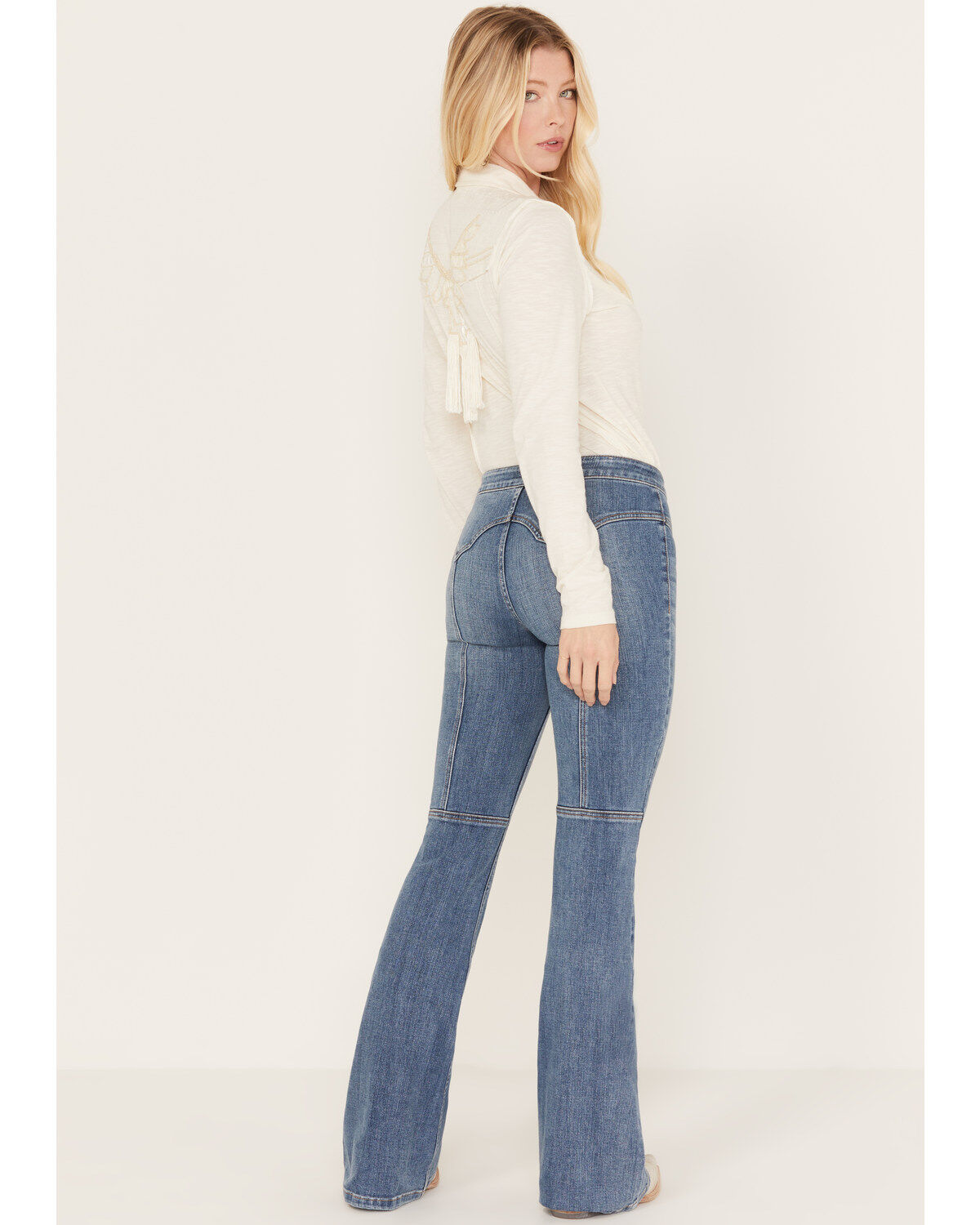 Image #3 - Idyllwind Women's Copper Ridge Low Rise Lace Flare Jeans, Medium Wash, hi-res