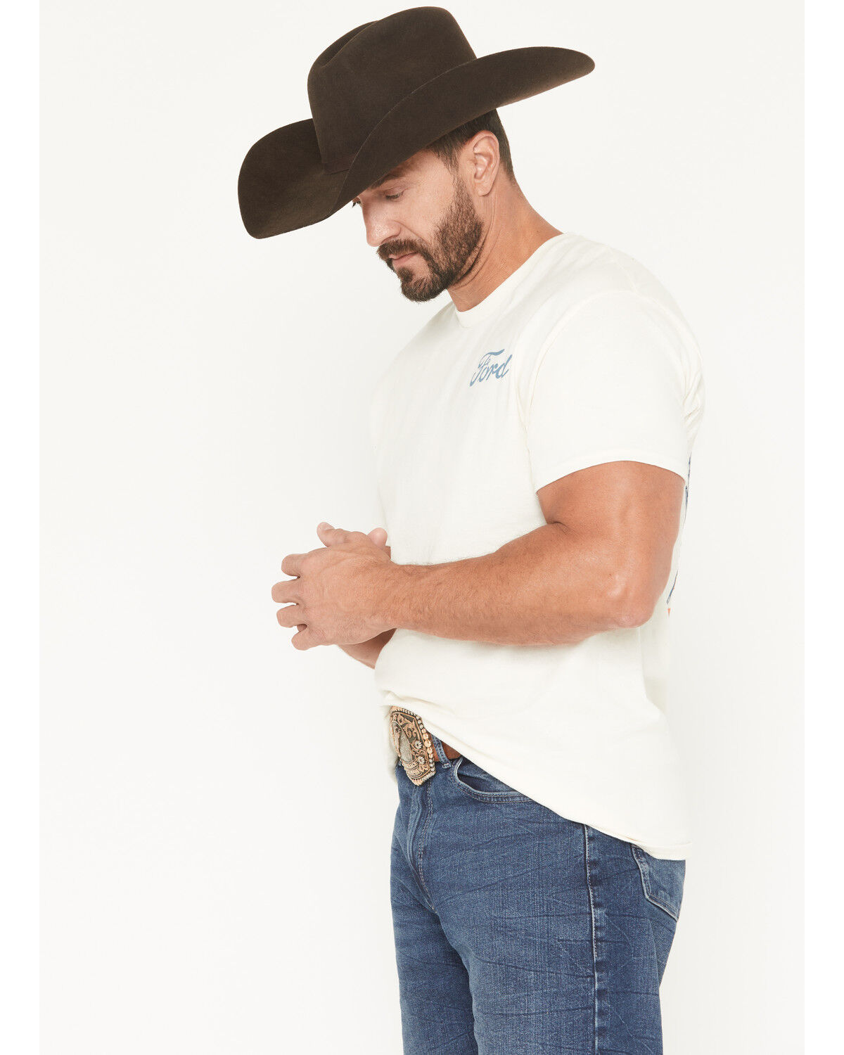 Image #3 - Buckwear Men's Ford Truck Cover Short Sleeve Graphic T-Shirt, Natural, hi-res