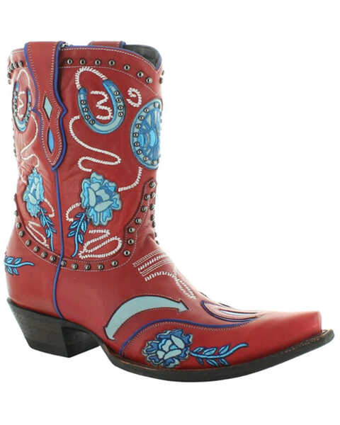 Double D by Old Gringo Women's Wagon Wheel Western Boots - Snip Toe , Red, hi-res