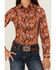 Image #3 - Cruel Girl Girls' Paisley Print Long Sleeve Button-Down Western Shirt, Coral, hi-res