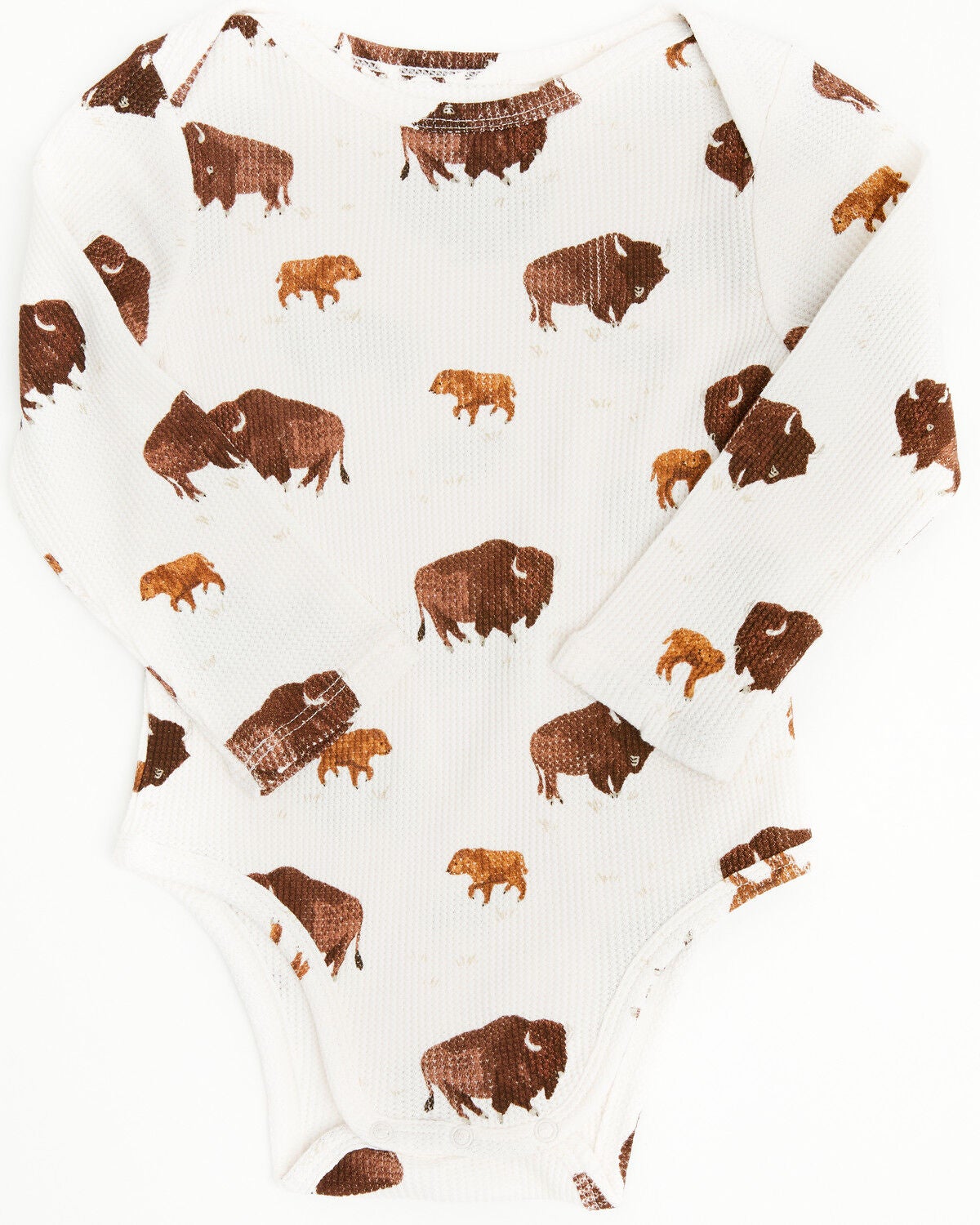 Angel Dear Infant Boys' Bison Print Long Sleeve Snap Onesie, Ivory, hi-res