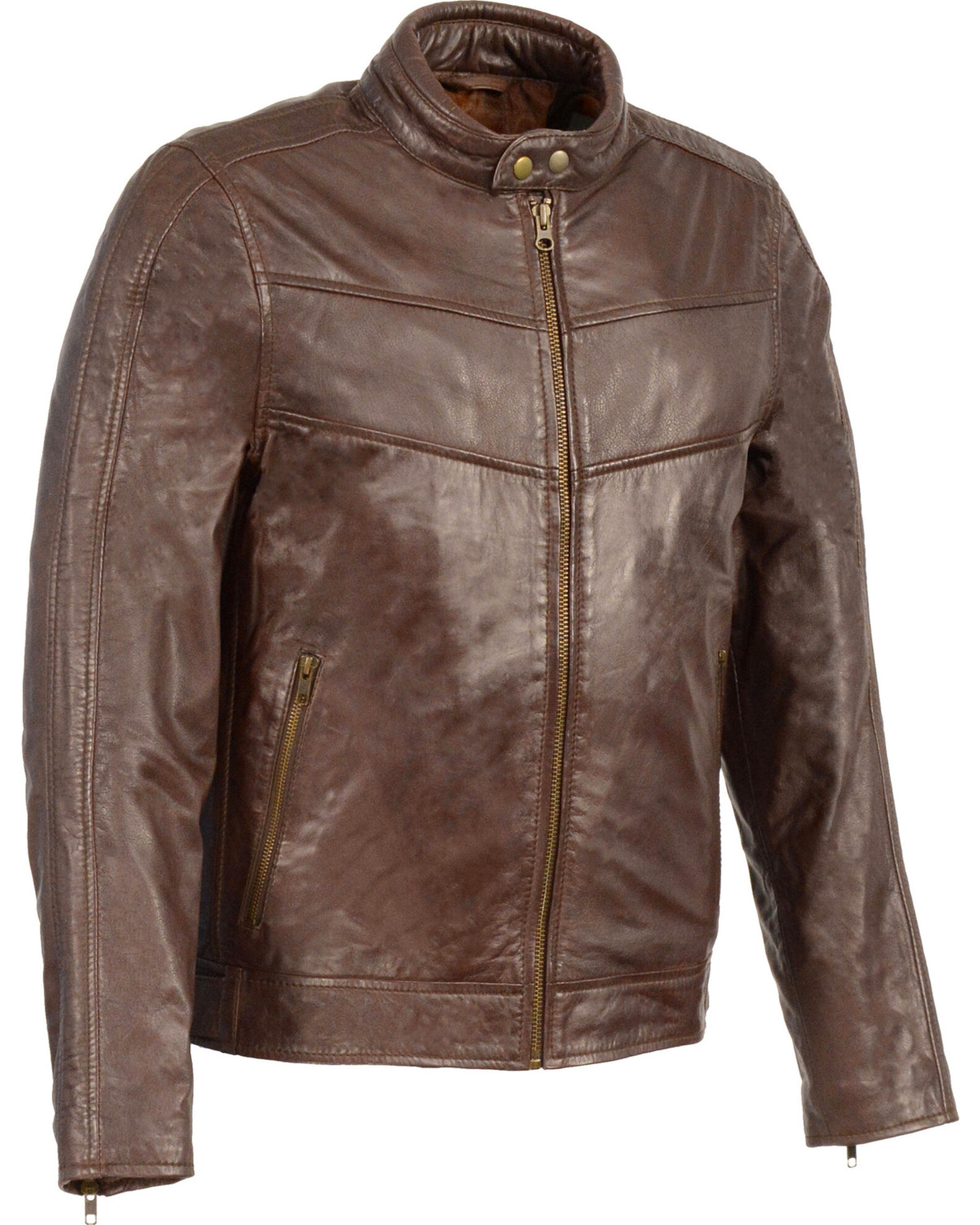 Men's stand up clearance collar leather jacket