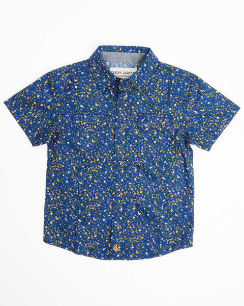 Cody James Toddler Boys' Meadowlark Floral Print Short Sleeve Snap Western Shirt , Navy, hi-res