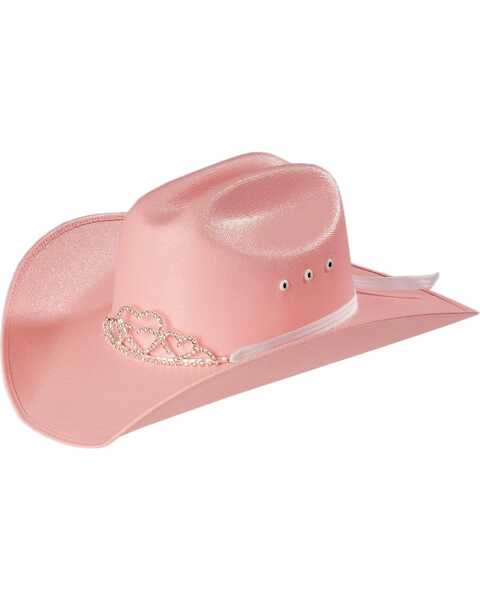 M&F Western Girls' Tiara Canvas Cowboy Hat, Pink, hi-res