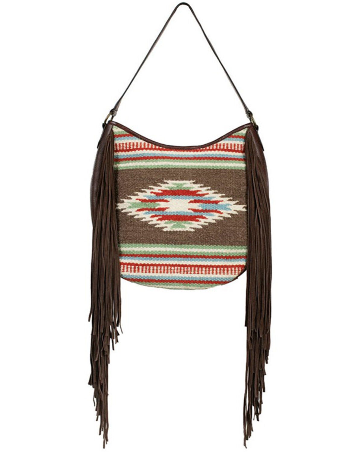 Image #1 - Scully Women's Woven Fringe Handbag, Brown, hi-res