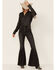 Ariat Women's Black Fringe Denim Shirt, Black, hi-res