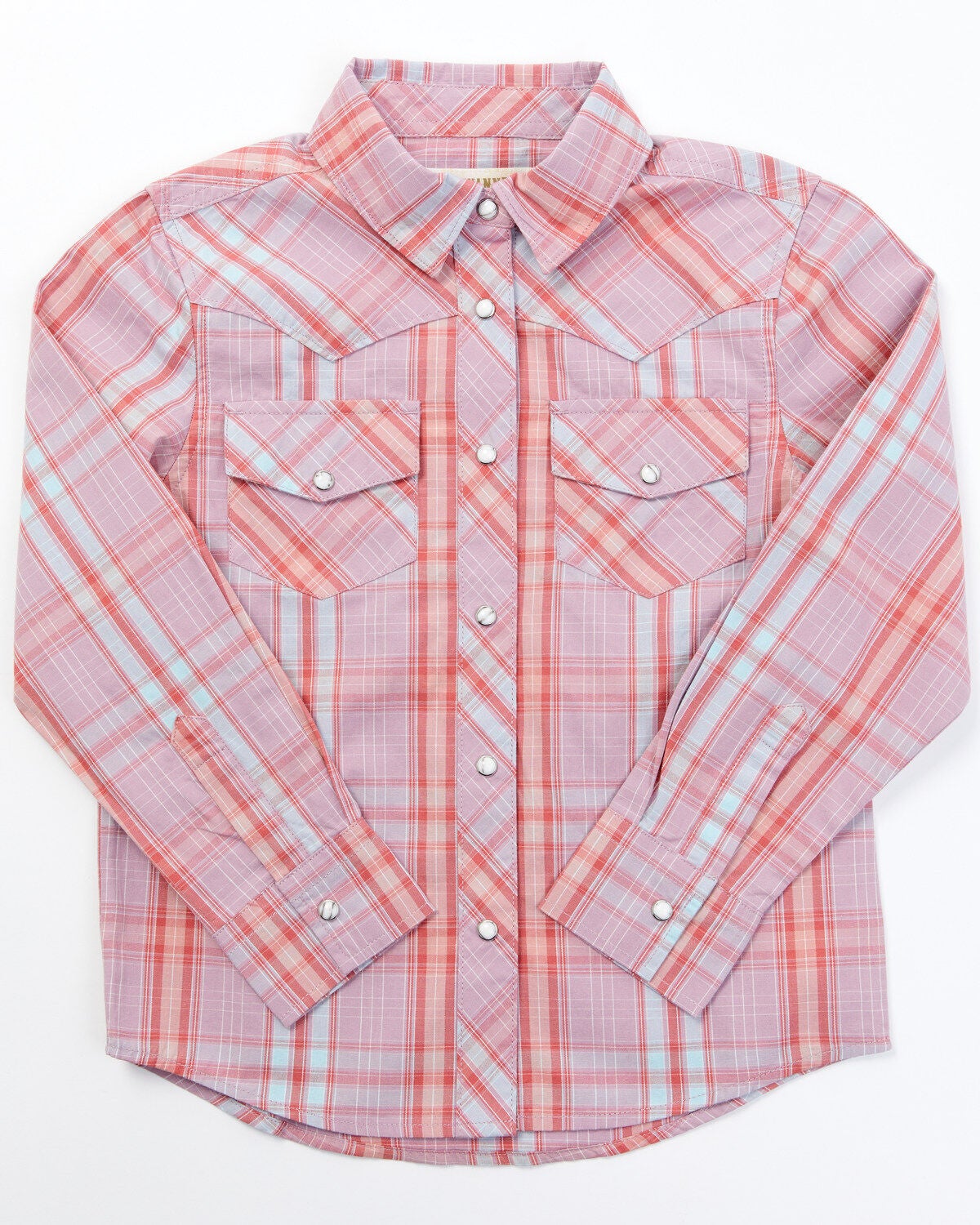 Shyanne Toddler Girls' Plaid Print Long Sleeve Snap Western Shirt, Lavender, hi-res