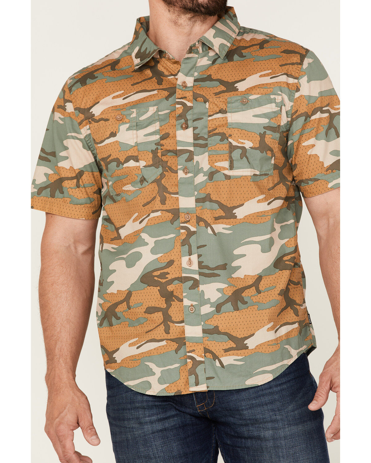 Image #3 - Brixton Men's Charter Camo Print Utility Button Down Western Shirt, Camouflage, hi-res