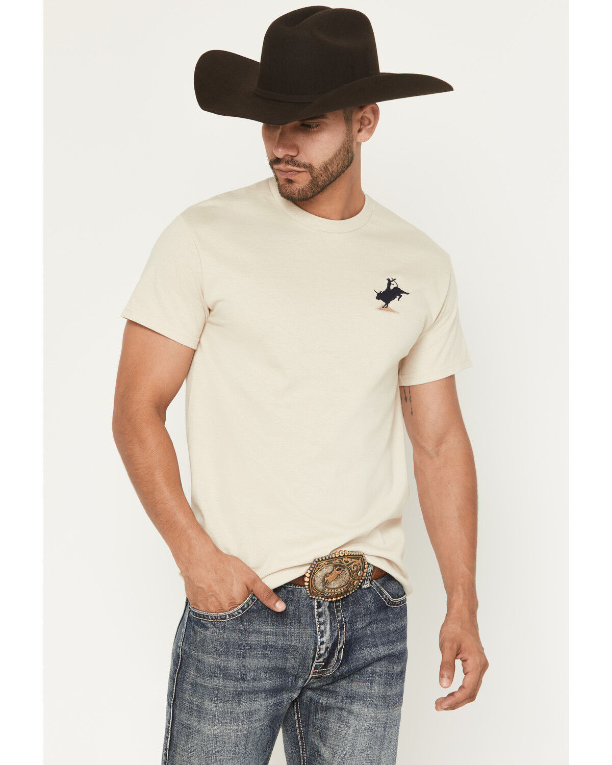 Image #1 - Riot Society Men's Bucking Bull Short Sleeve Graphic T-Shirt, Natural, hi-res