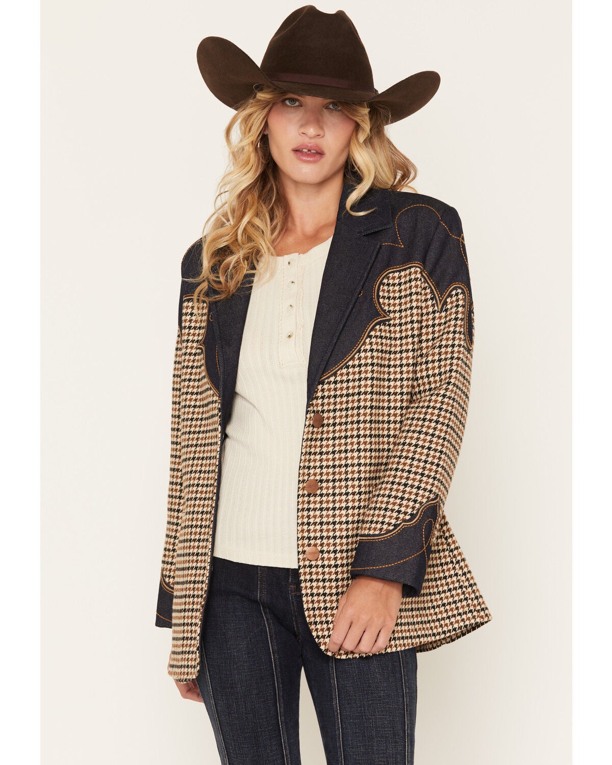 Wrangler Women's Houndstooth Blazer, Multi, hi-res