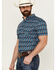 Image #2 - RANK 45® Men's Weststamp Southwestern Geo Print Short Sleeve Button-Down Stretch Western Shirt , Dark Blue, hi-res