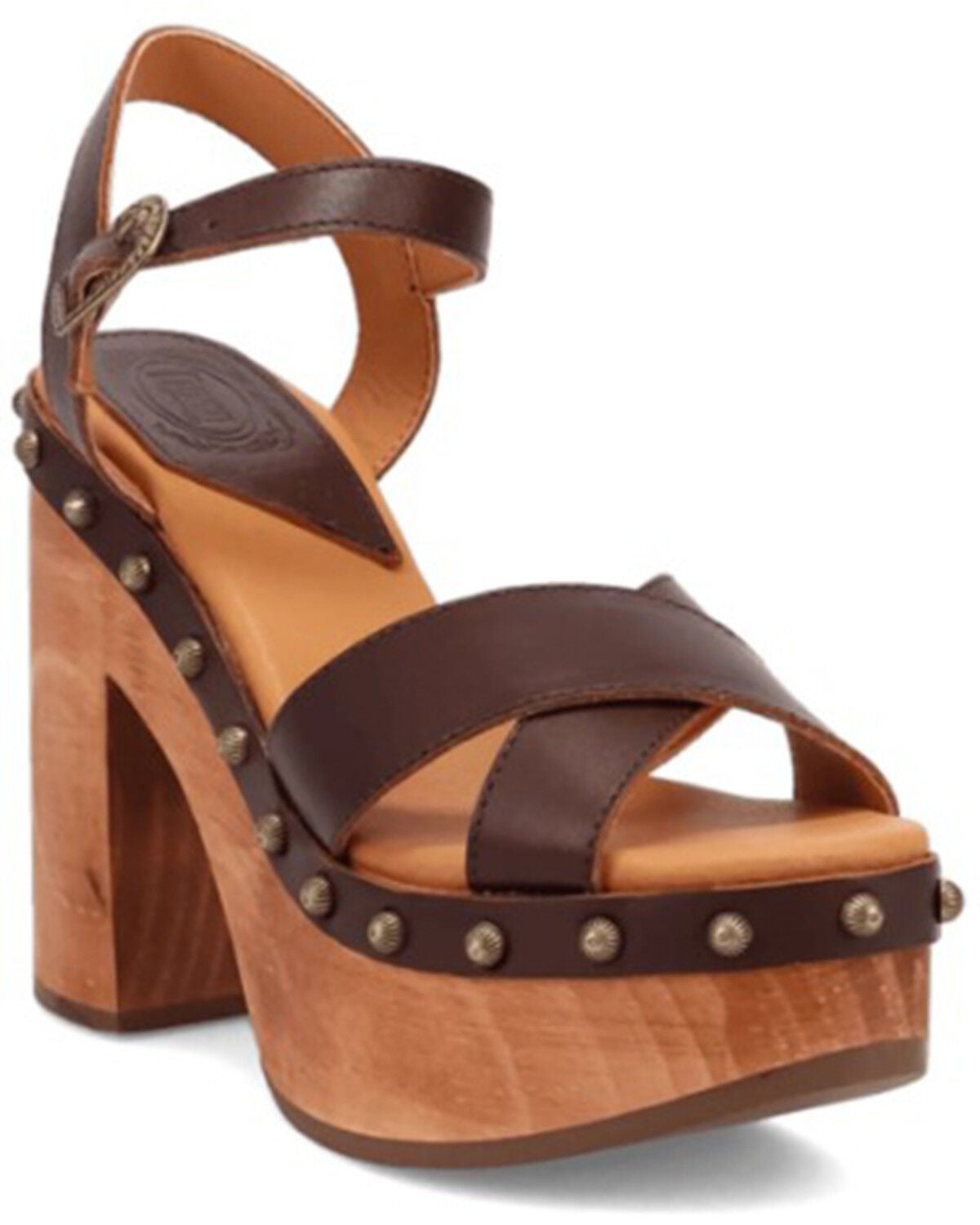 DIngo Women's Lotus Wooden Sandals, Brown, hi-res