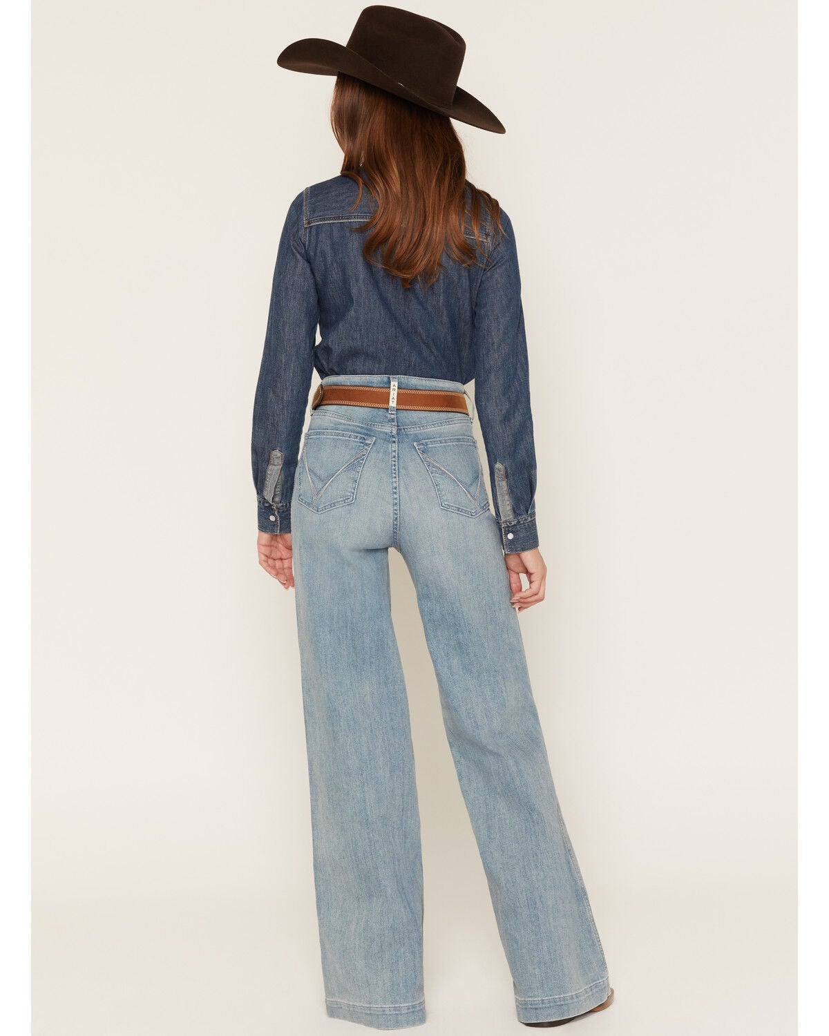 Image #3 - Ariat Women's R.E.A.L. Luana Light Wash Ultra High Rise Wide Stretch Denim Jeans, Light Wash, hi-res