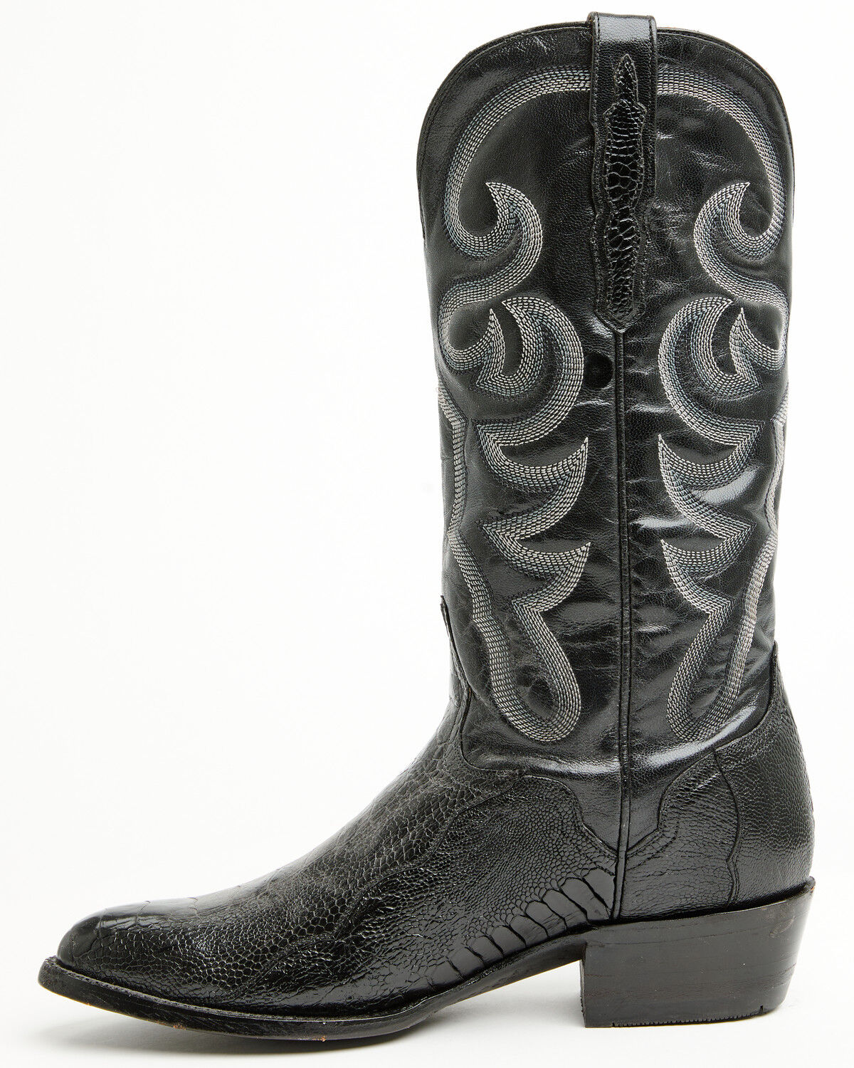 Image #3 - El Dorado Men's Handmade Ostrich Leg Western Boots - Round Toe, Black, hi-res
