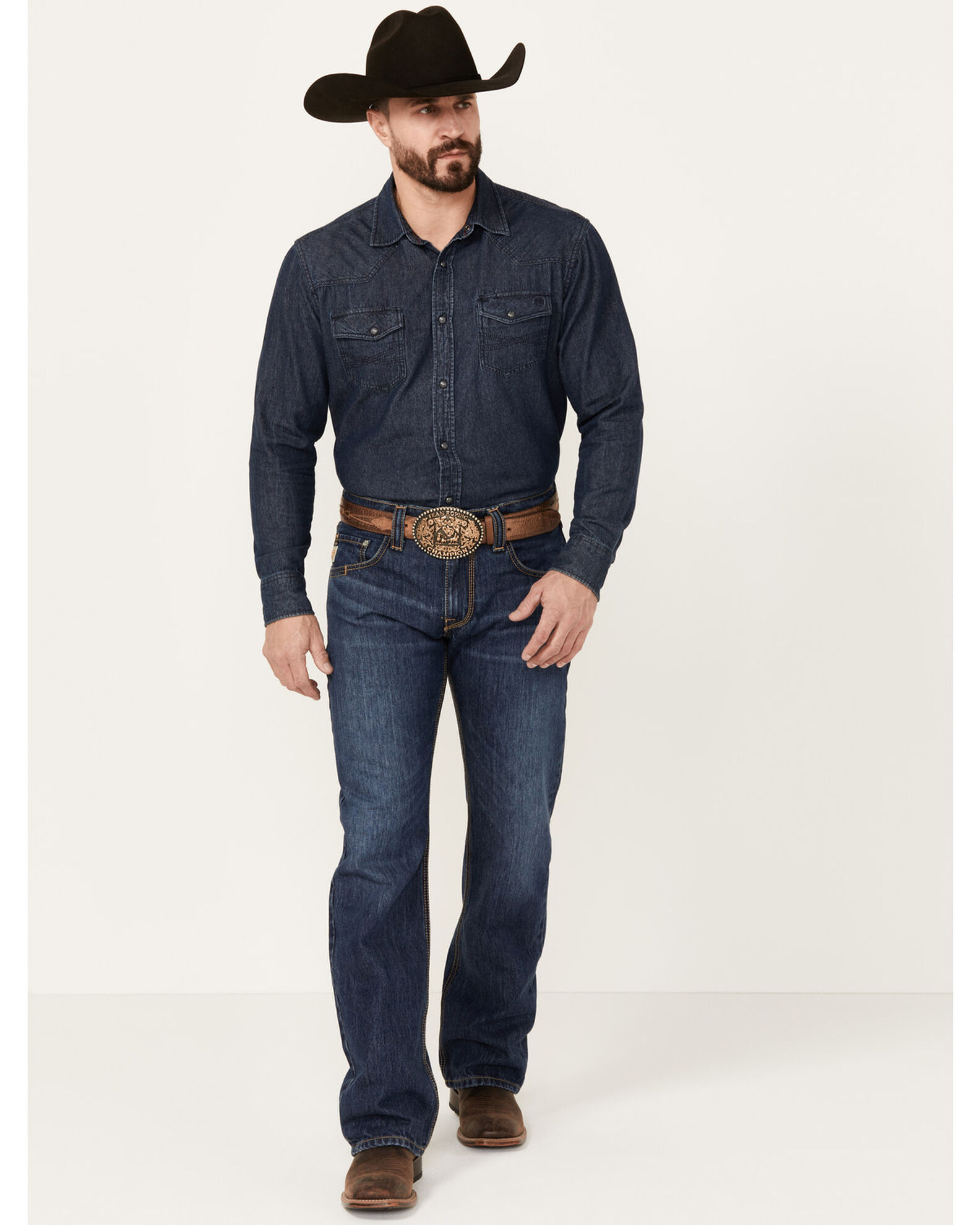 Product Name: Cinch Men's Carter 2.0 Medium Stonewash Relaxed Bootcut Rigid  Denim Jeans