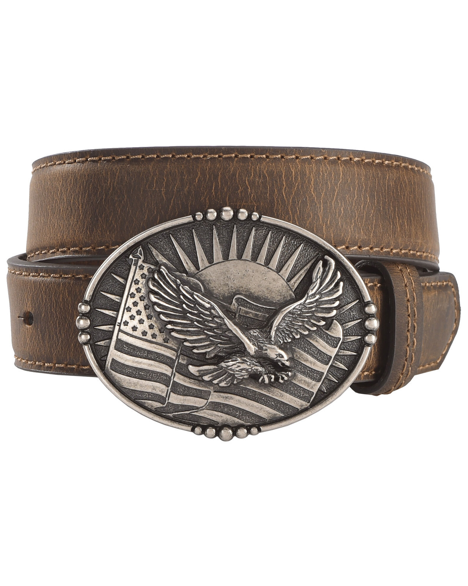 Cody James Boys' Eagle Flag Belt Brown 26