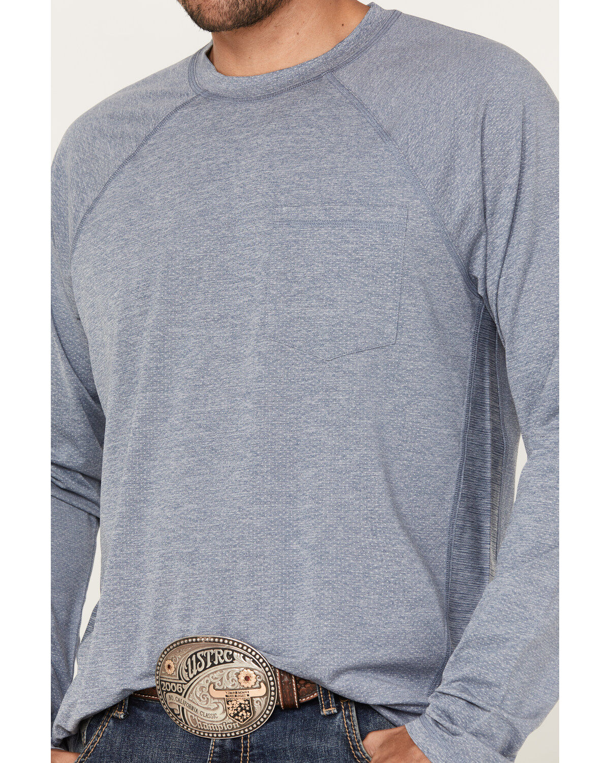 Image #3 - RANK 45® Men's Solid Performance Long Sleeve T-Shirt, Royal Blue, hi-res