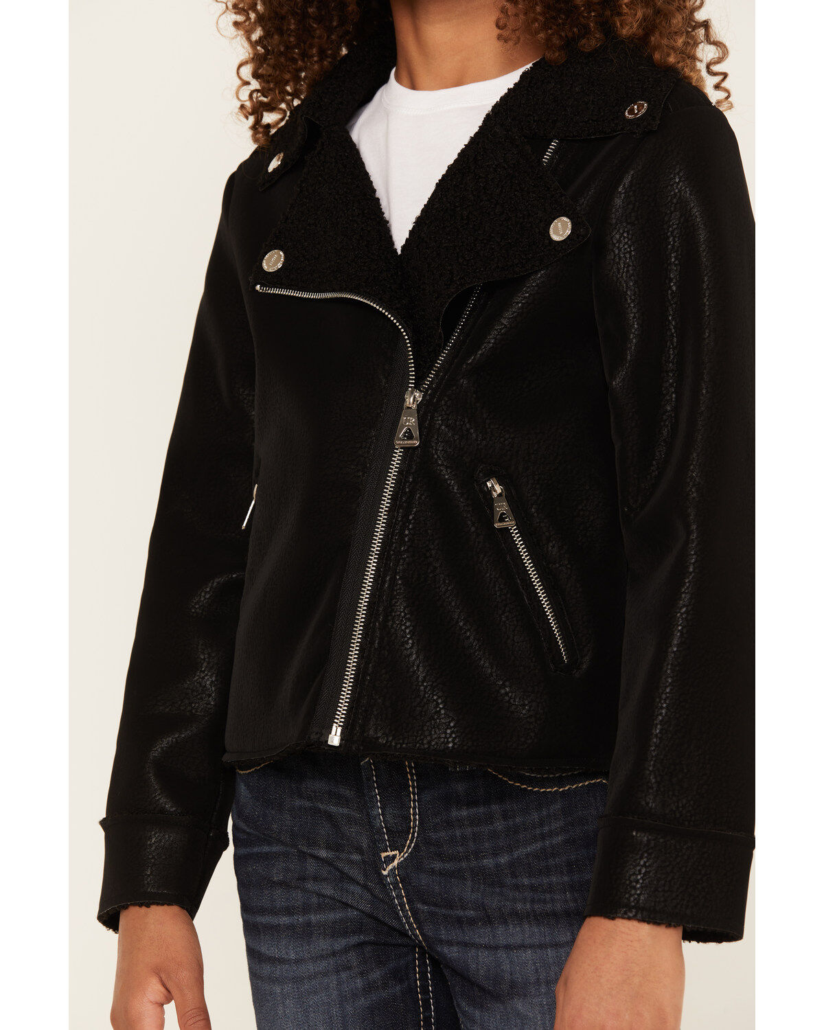 Image #3 - Urban Republic Little Girls' Bonded Moto Jacket - Youth, Black, hi-res