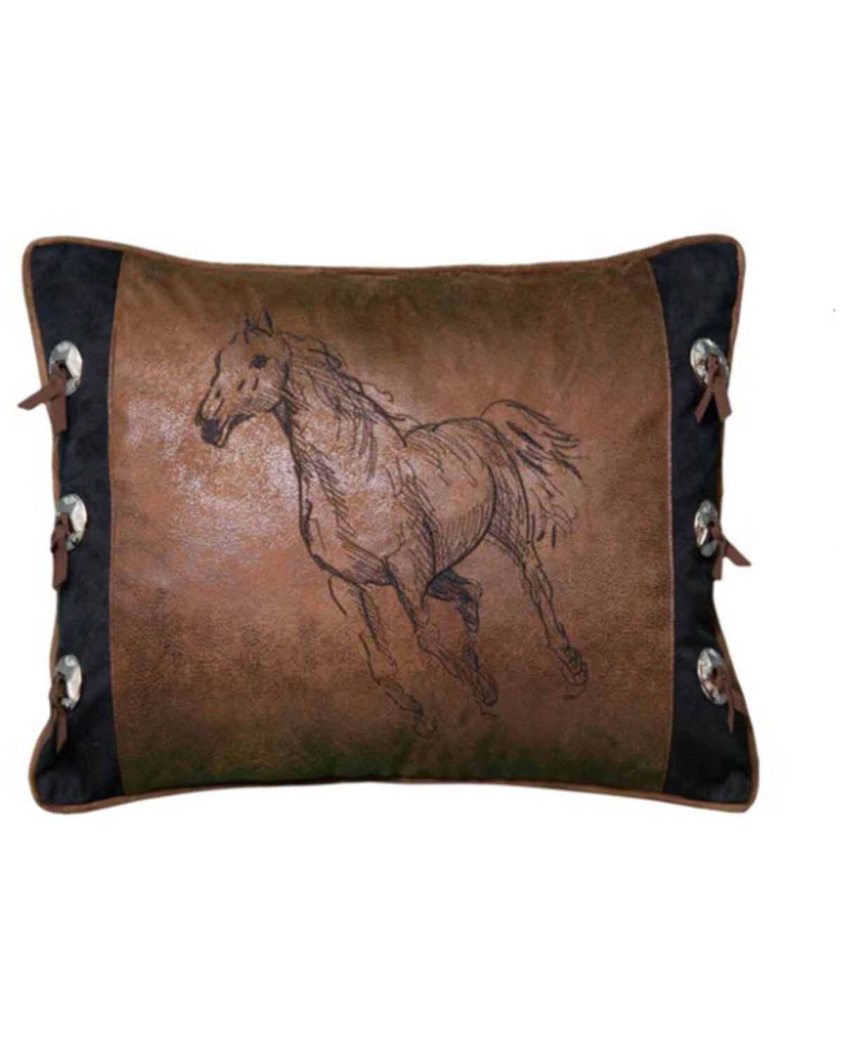 Wrangler Embroidered Black Horse Pillow, Beige, hi-res