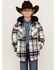 Image #1 - Urban Republic Boys' Plaid Print Sherpa Lined Hooded Shirt Jacket, White, hi-res