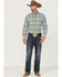 Resistol Men's Hampton Plaid Print Long Sleeve Button Down Western Shirt , Light Green, hi-res