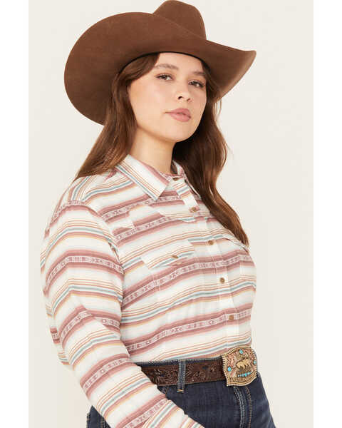 Ariat Women's R.E.A.L. Serape Jacquard Print Long Sleeve Snap Western Shirt - Plus, Rose, hi-res