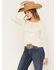 Image #2 - Shyanne Women's Lace Trim Henley Long Sleeve Top, Oatmeal, hi-res