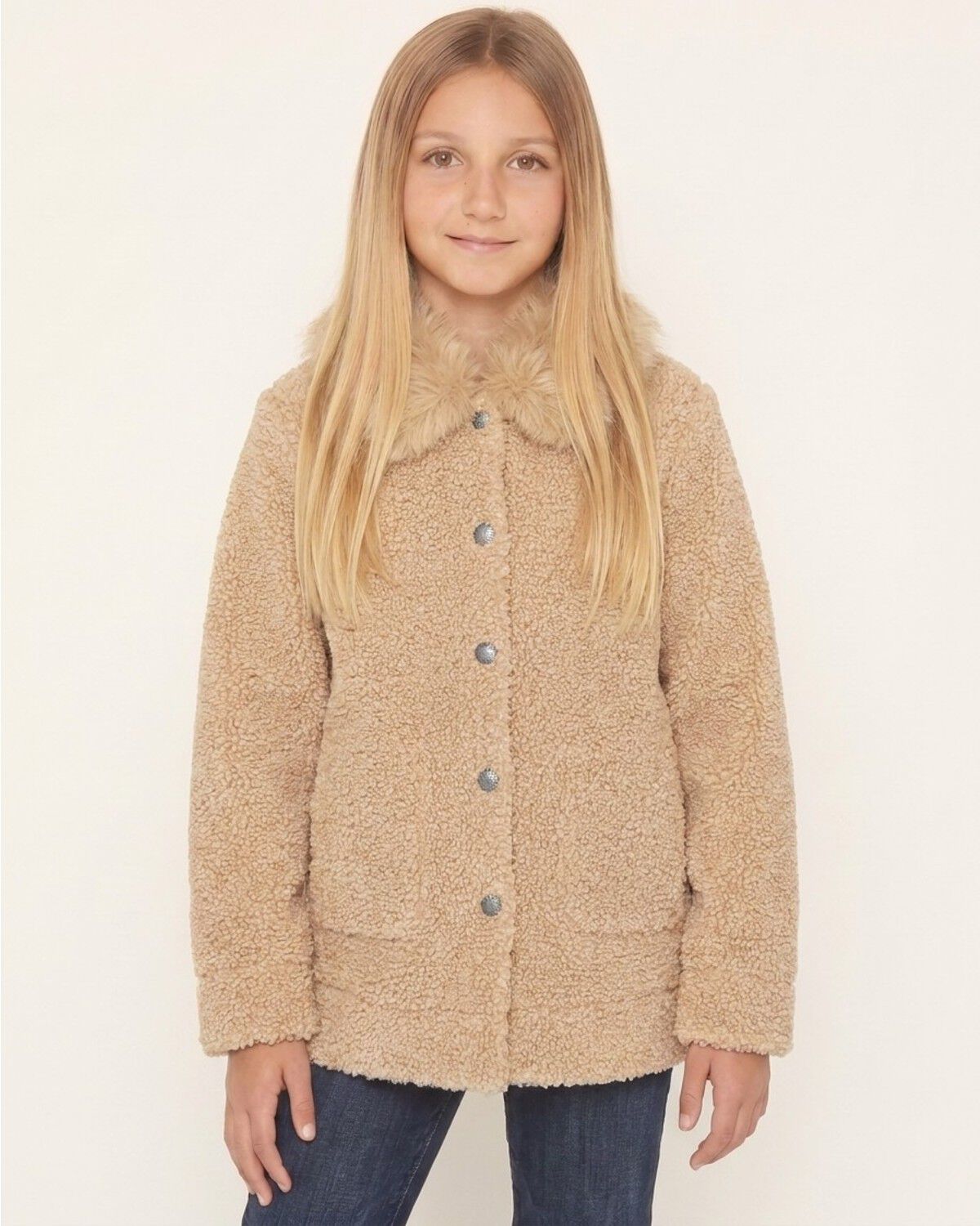 Image #3 - Shyanne Girls' Highland Reversible Faux Suede Sherpa Jacket, Rose, hi-res