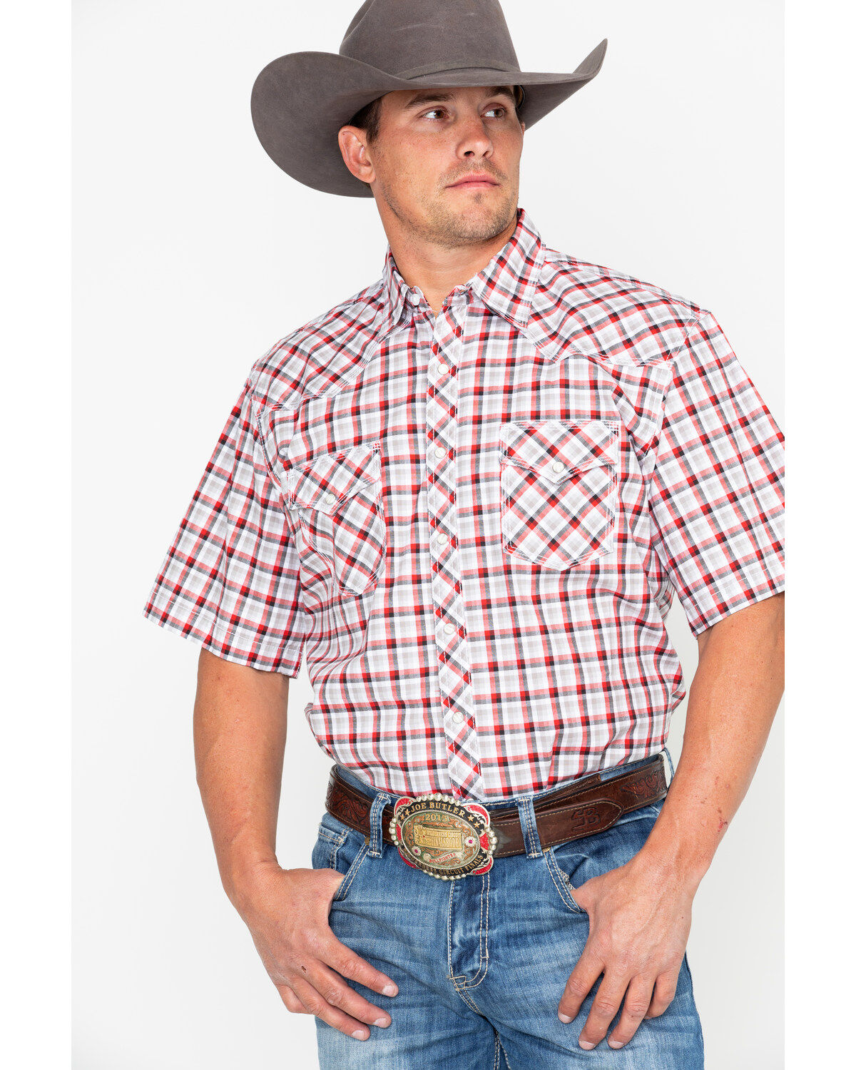 Image #2 - Wrangler 20X Men's Plaid Print Competition Comfort Short Sleeve Snap Western Shirt, , hi-res