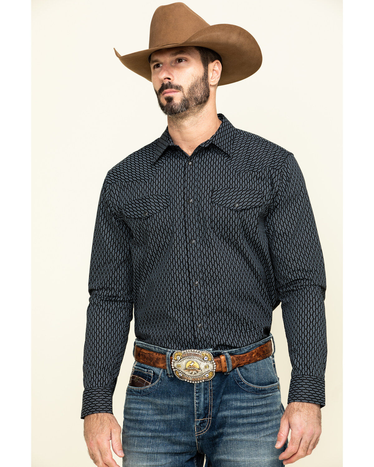 Image #1 - Gibson Men's Wild Oats Geo Print Long Sleeve Western Shirt , , hi-res