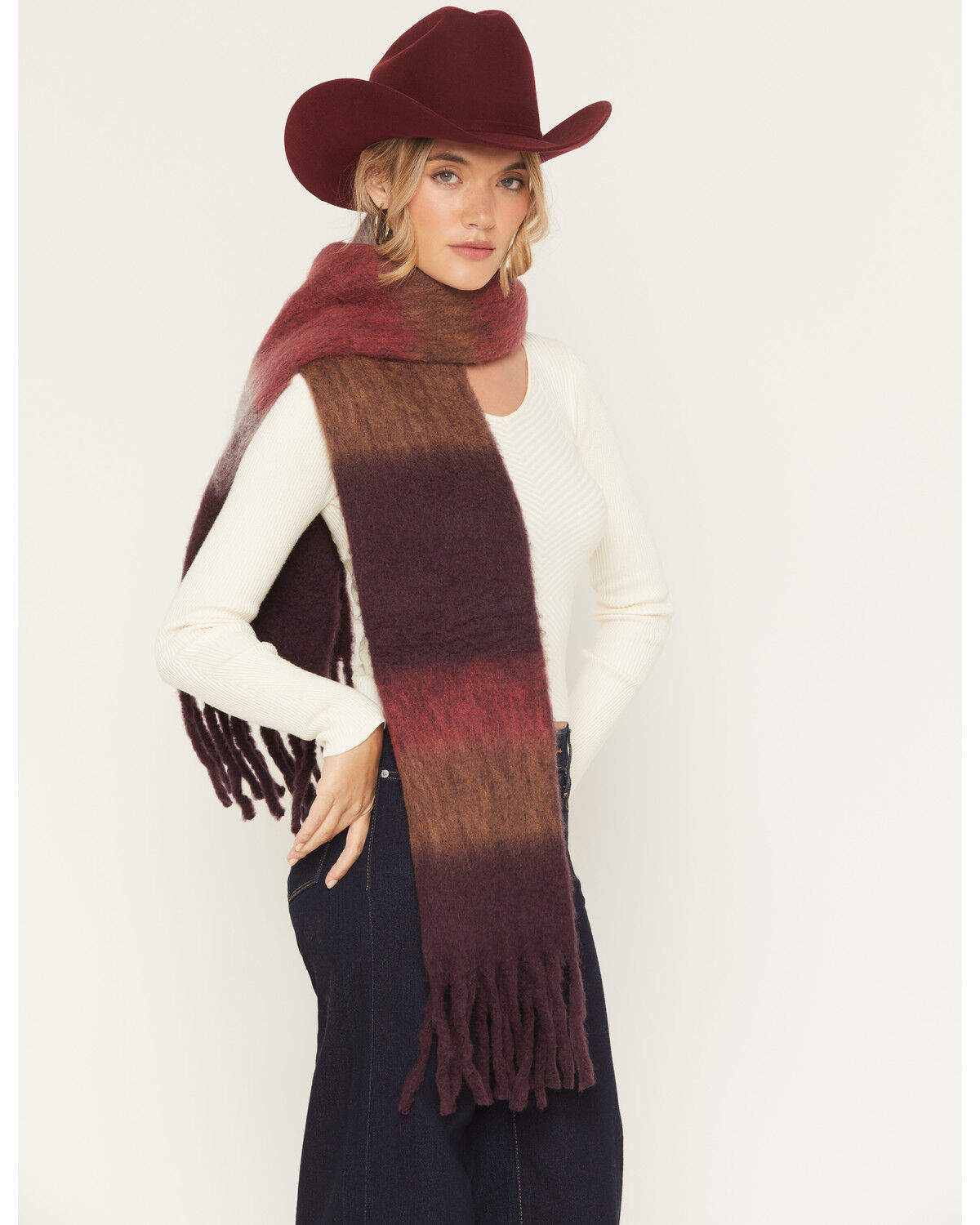 Image #1 - Shyanne Women's Fable Oversized Wool Blend Scarf, Burgundy, hi-res