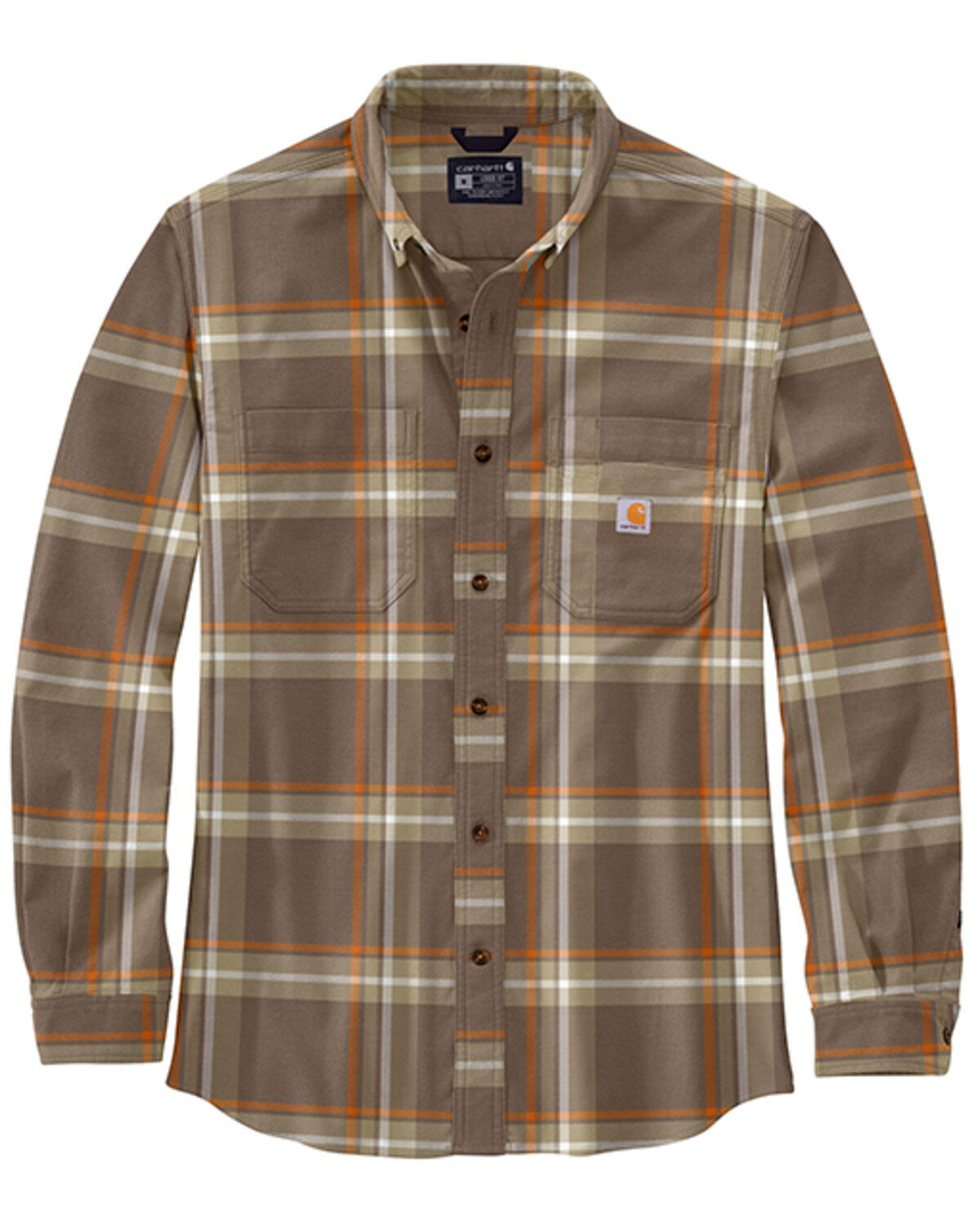 Image #1 - Carhartt Men's Relaxed Fit Midweight Plaid Print Long Sleeve Button-Down Flannel Work Shirt, Chestnut, hi-res