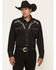 Image #1 - Scully Men's Embroidered Long Sleeve Snap Western Shirt, Black, hi-res