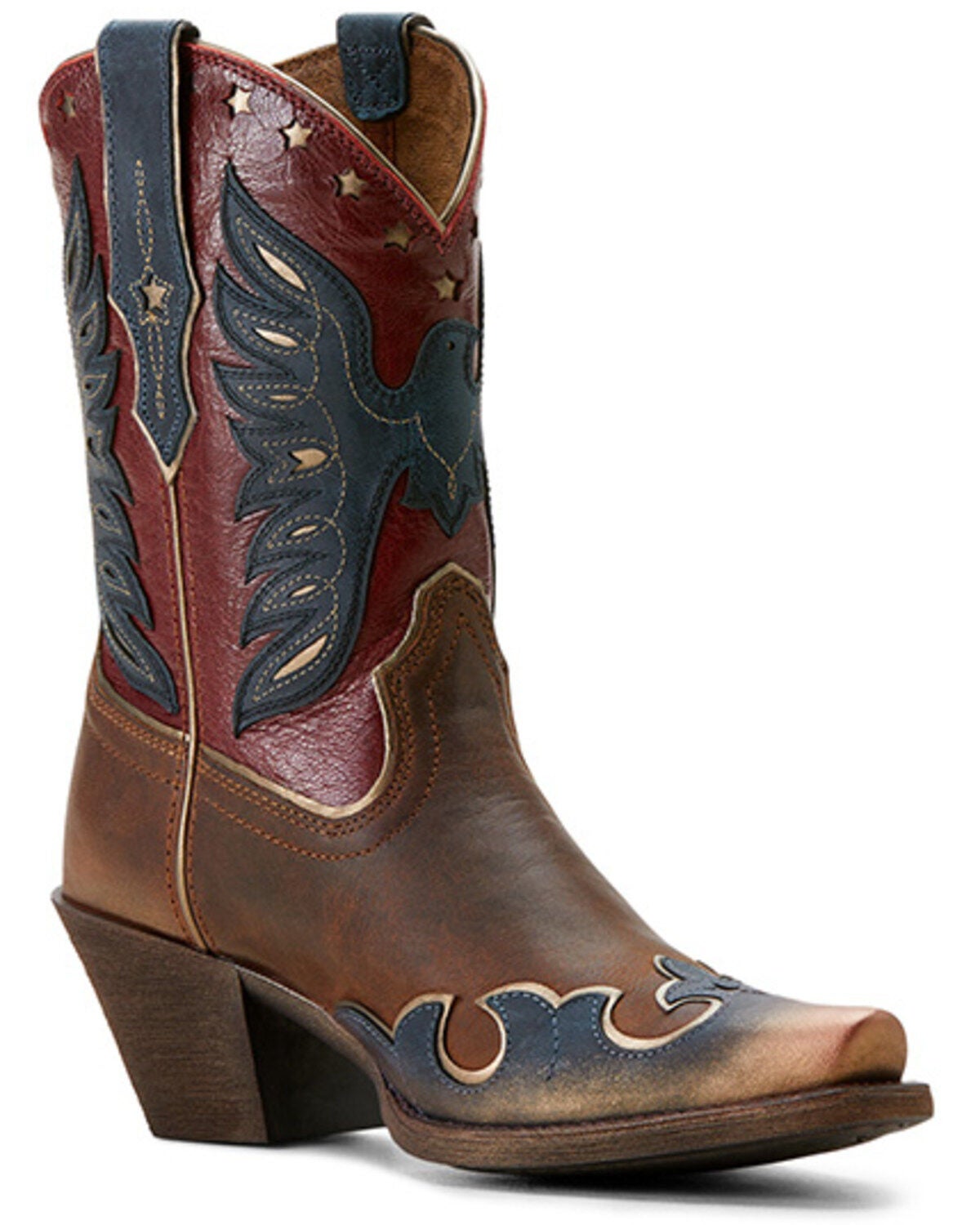 Ariat Women's Bravery Distressed Western Boots - Snip Toe, Brown, hi-res