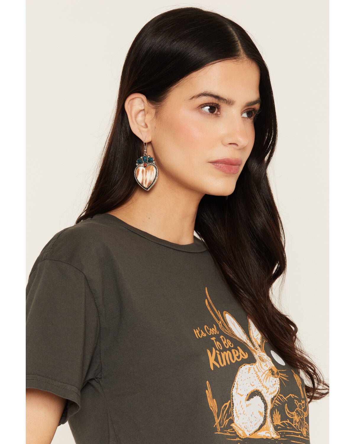 Shyanne Women's American Heritage Hairon Heart Earrings, Silver, hi-res