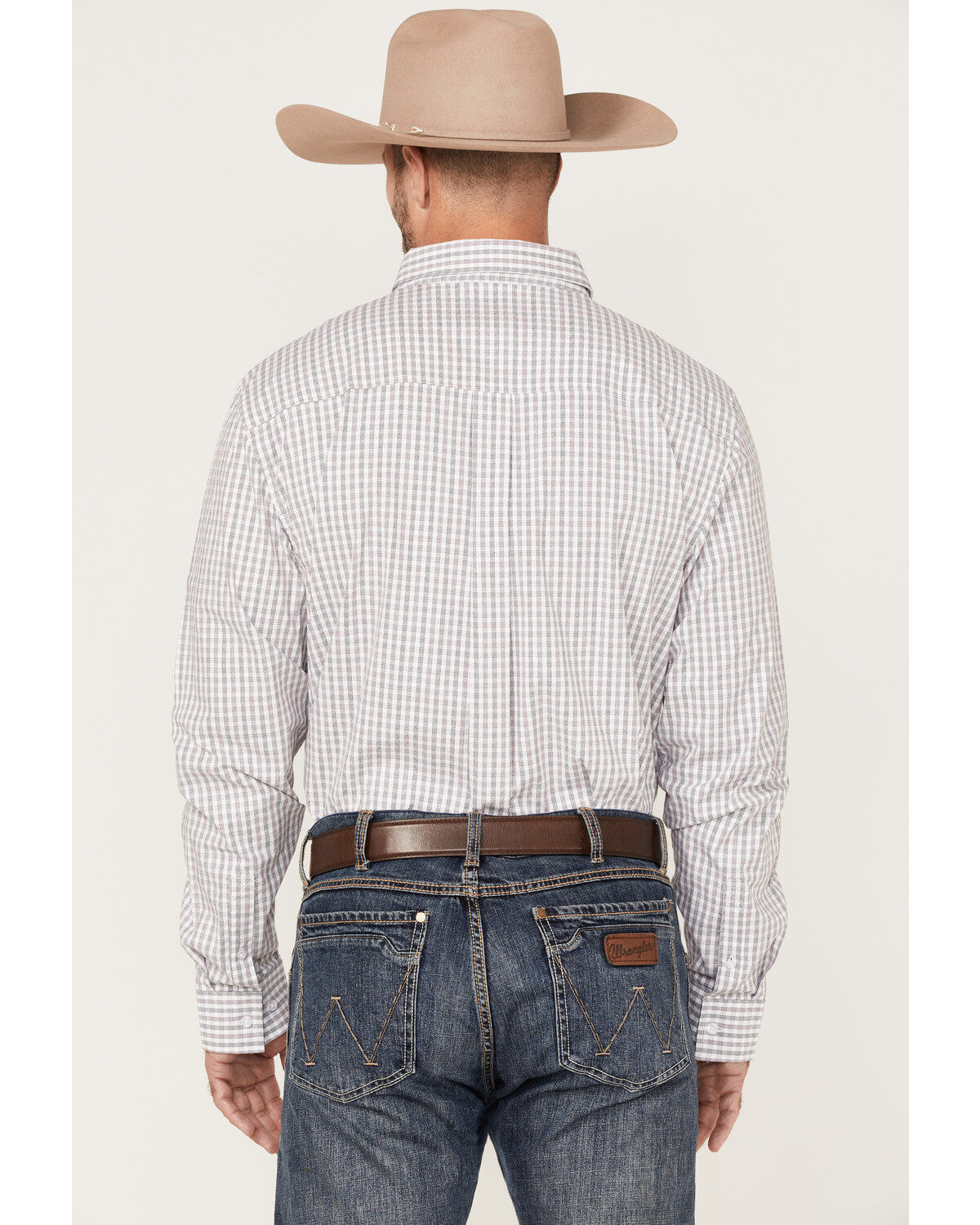 Image #4 - RANK 45® Men's Fishing Small Plaid Print Long Sleeve Button-Down Western Shirt, White, hi-res