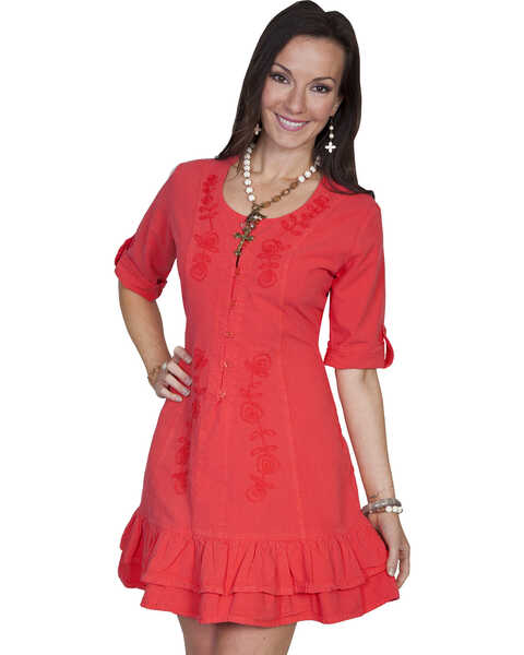 Scully Sweetheart Lace Up Back Dress, Cayenne, hi-res
