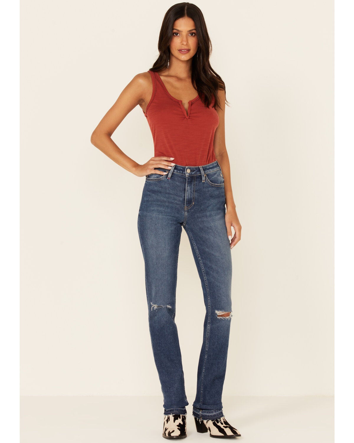 Idyllwind Women's Dark Wash Going Places Straight Denim Jeans, Dark Blue, hi-res