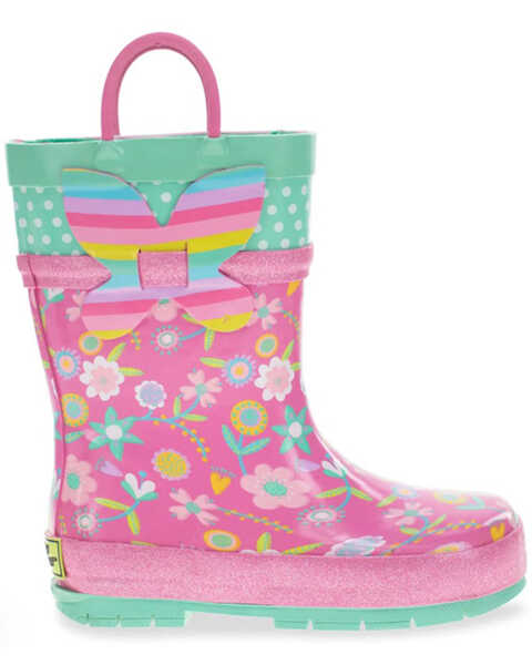 Image #2 - Western Chief Girls' Flutter Rain Boots - Round Toe, Pink, hi-res