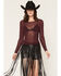 Image #1 - Idyllwind Women's Hollyhock Long Sleeve Rhinestone Top, Wine, hi-res