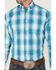Image #3 - Stetson Men's Large Ombre Plaid Print Long Sleeve Button Down Western Shirt, Blue, hi-res