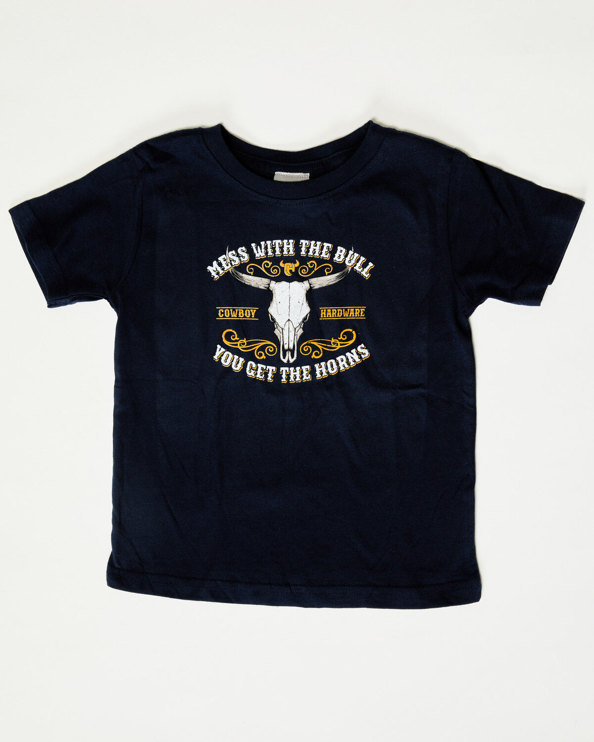 Image #1 - Cowboy Hardware Toddler Boys' Mess With The Bull Short Sleeve Graphic T-Shirt, Navy, hi-res