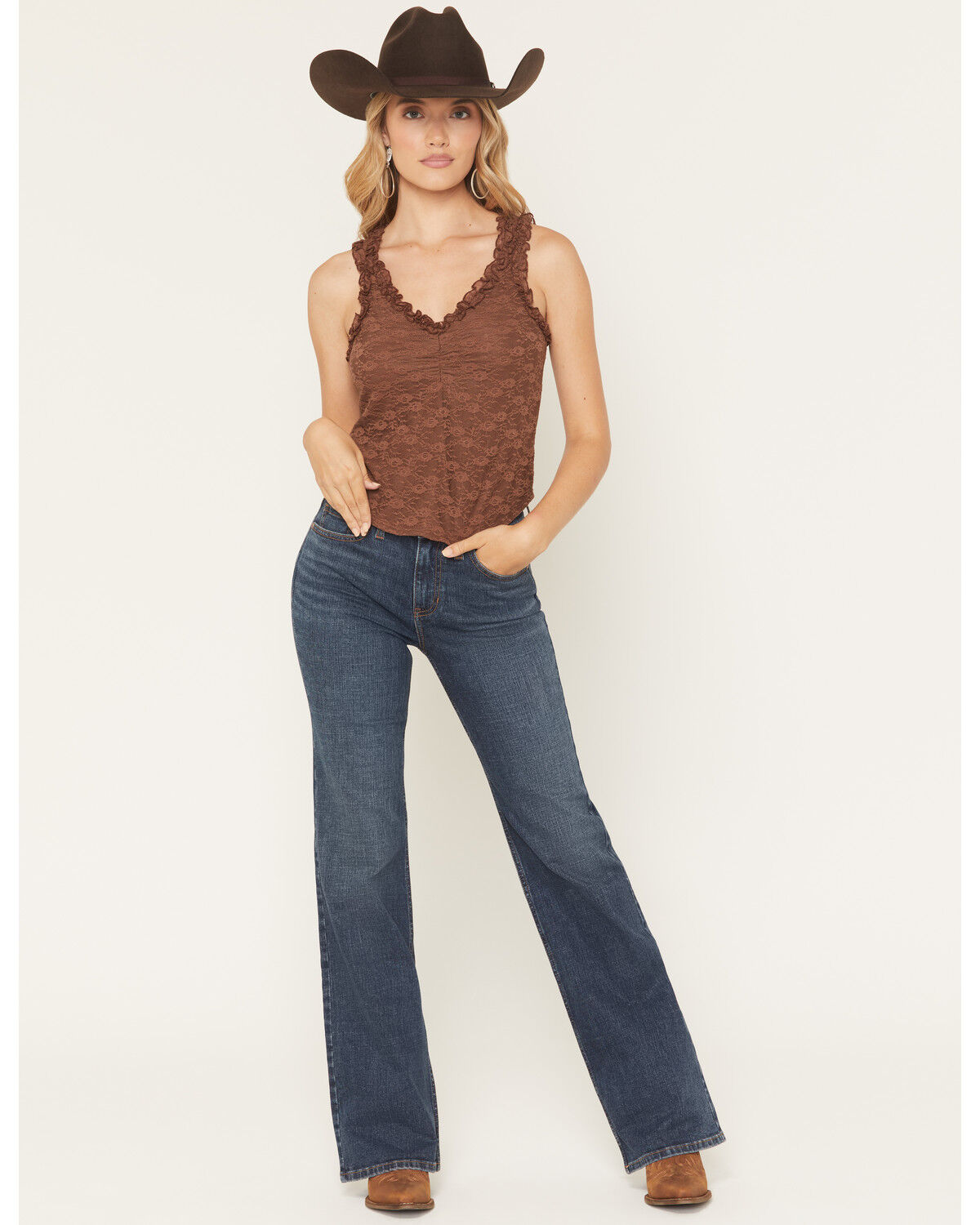 Image #1 - Shyanne Women's Balsam Dark Wash High Rise Slim Cuffed Wide Leg Stretch Denim Jeans, Dark Wash, hi-res
