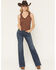 Image #1 - Shyanne Women's Balsam Dark Wash High Rise Slim Cuffed Wide Leg Stretch Denim Jeans, Dark Wash, hi-res