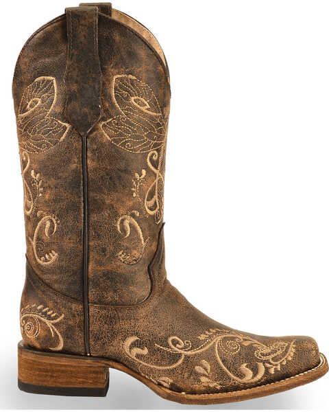 Image #2 - Circle G Women's Dragonfly Embroidered Western Boots - Square Toe, Brown, hi-res