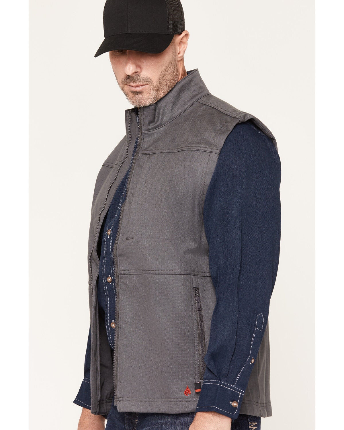 Image #2 - Forge Workwear Men's FR Ripstop Softshell Vest, Grey, hi-res